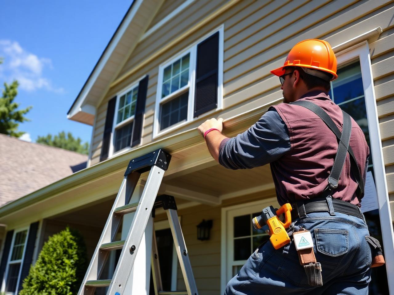 Contractor installing new vinyl siding on a home exterior